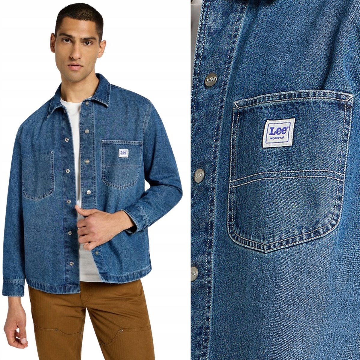 Lee WORKER OVERSHIRT WORKWEAR Manhattan JEANSOWA KOSZULA KURTKA KATANA M