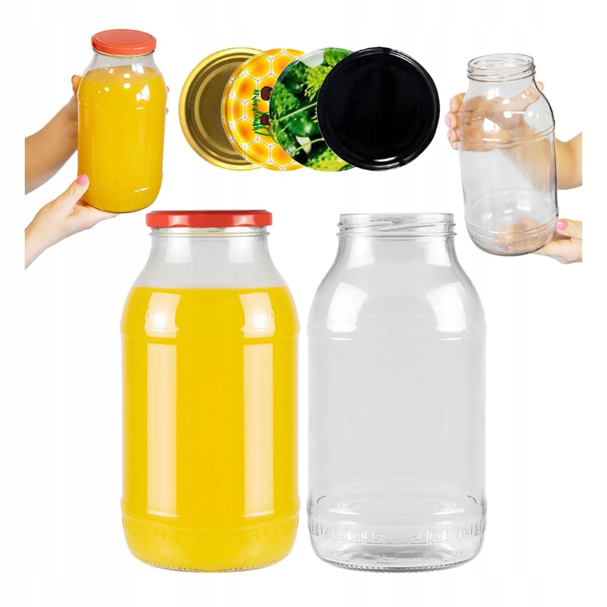 SŁOIK SZKLANY 2L SŁÓJ NA PRZETWORY NALEWKI MIÓD Pojemnik Z Zakrętką