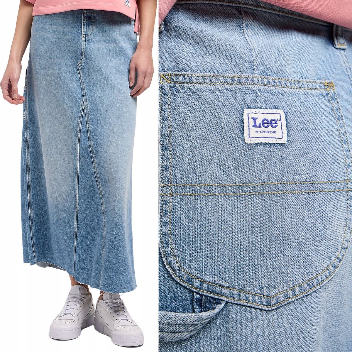 Lee CARPENTER SKIRT WORKWEAR In Tranquility DŁUGA JEANSOWA SPÓDNICA W28