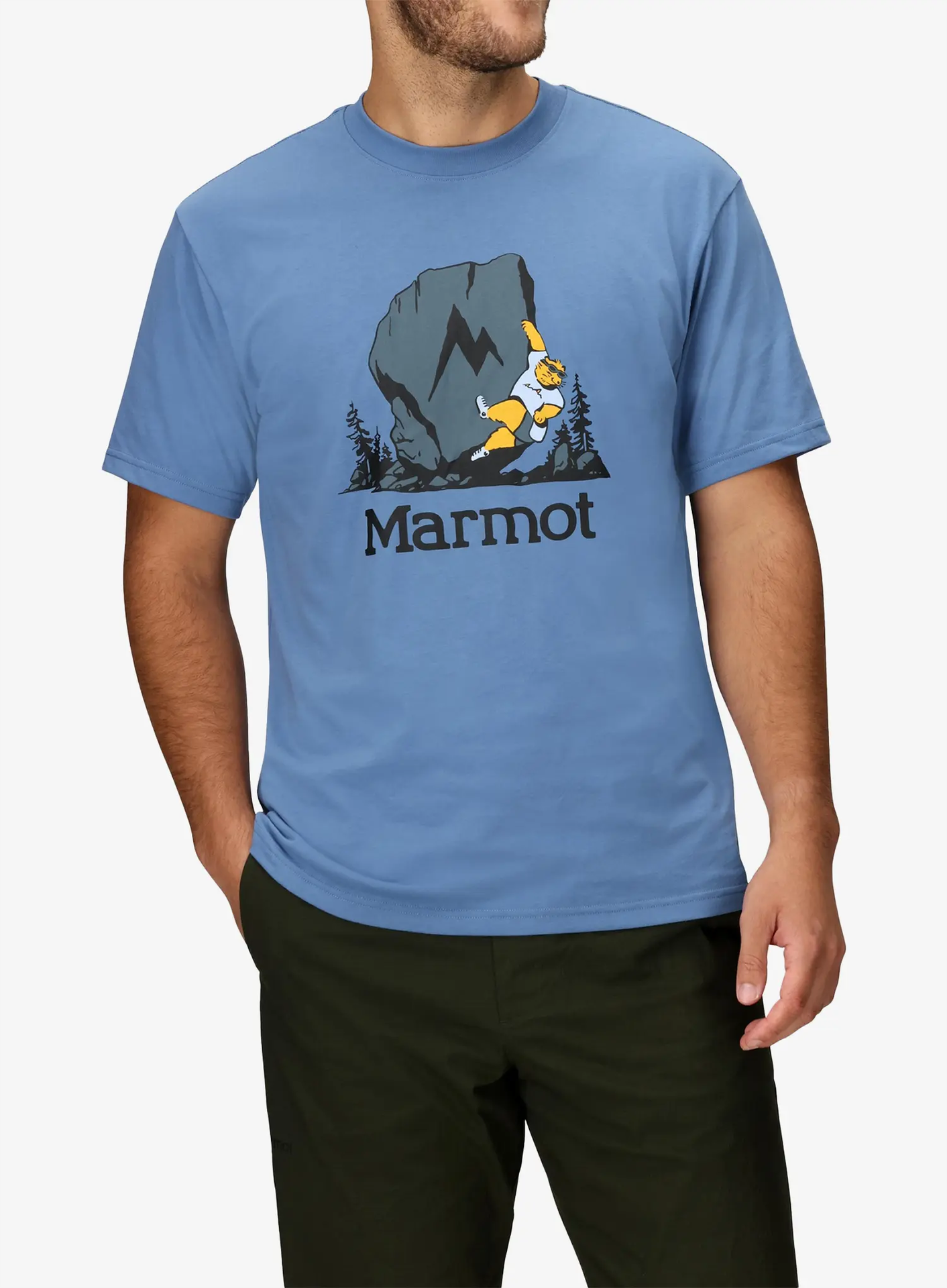 Koszulka z nadrukiem Marmot Bouldering Marty S/S - rain cloud