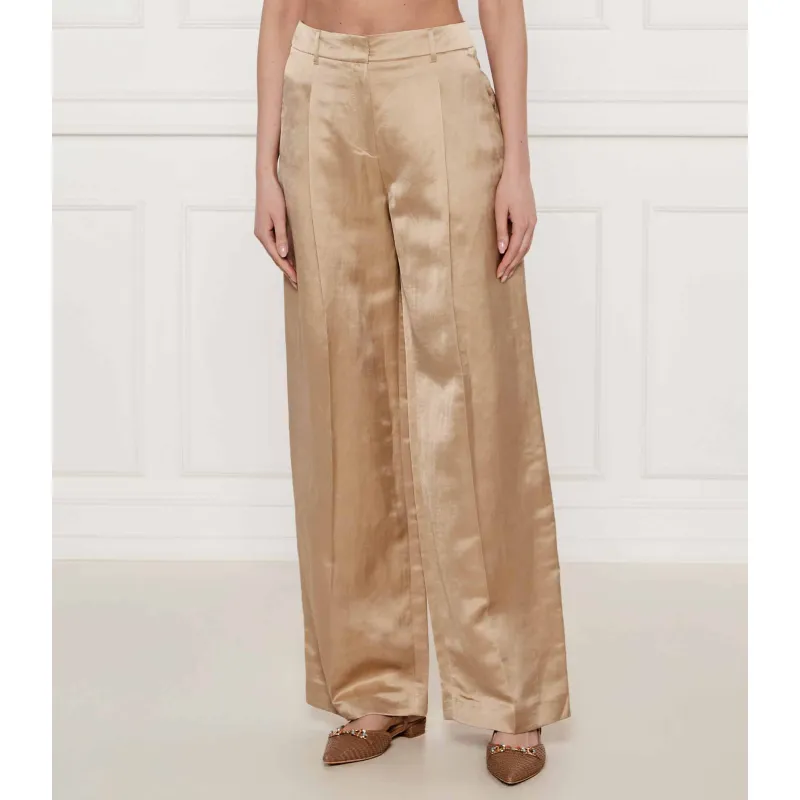 Marc Cain Satynowe spodnie WICHITA | flare fit | z dodatkiem lnu