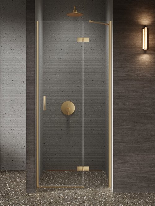 Drzwi prysznicowe uchylne prawe kolor złoty 100 cm D-0912A New Trendy Nesta Gold Light