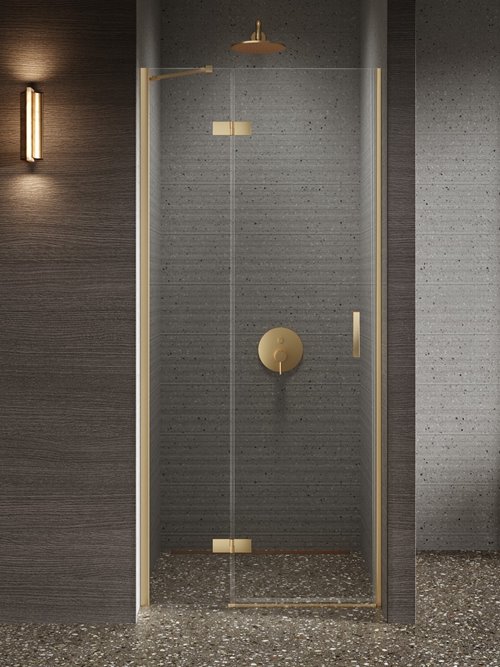 Drzwi prysznicowe uchylne lewe kolor złoty 90 cm D-0909A New Trendy Nesta Gold Light