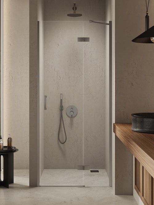 Drzwi prysznicowe uchylne prawe kolor stalowy 100 cm D-0932A New Trendy Nesta Gunmetal Brushed