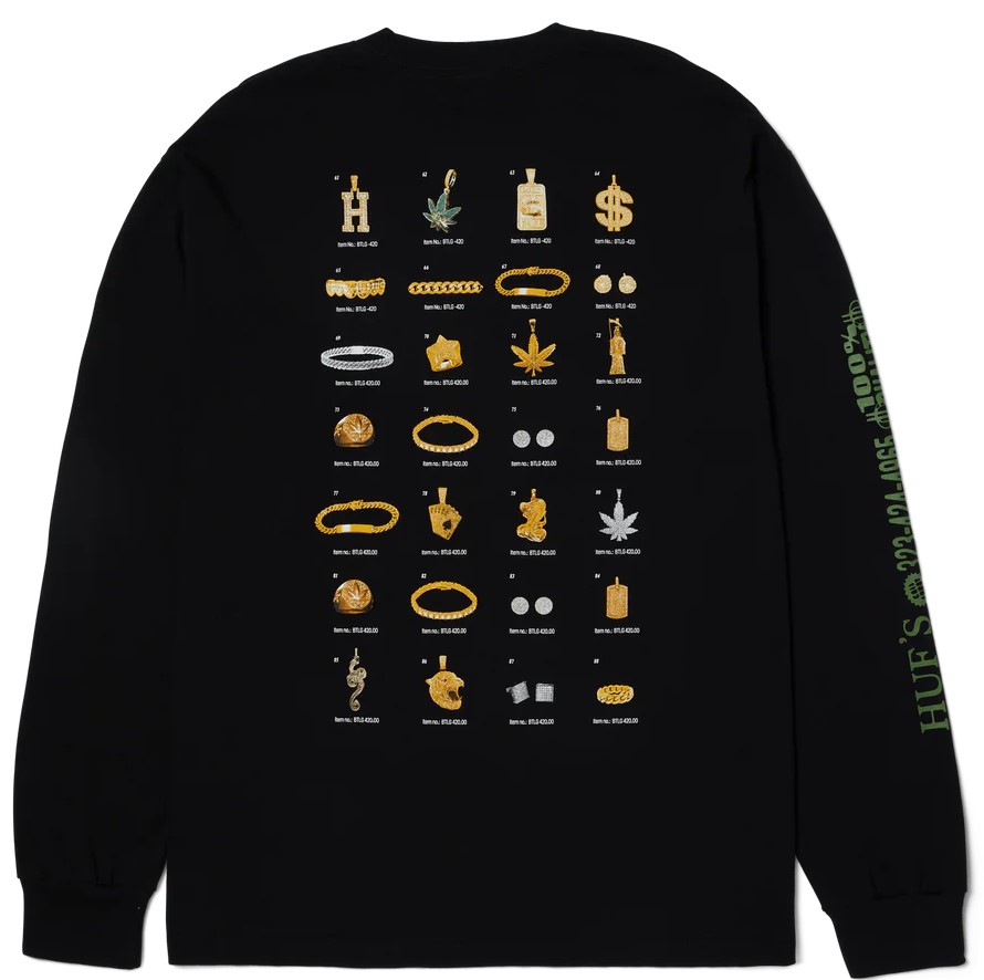 t-shirt HUF JEWELRY LONGSLEEVE - Black