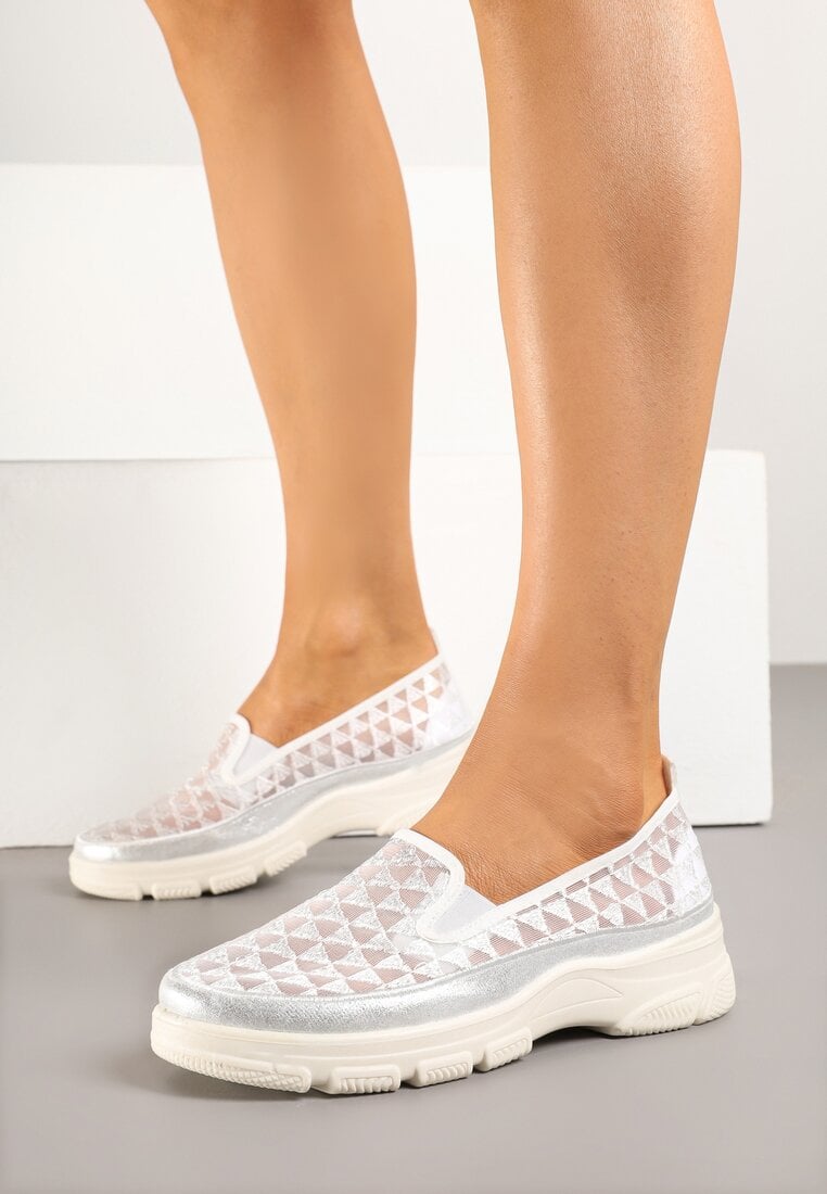 Białe Siateczkowe Półbuty w Stylu Mokasynów Odalisse
