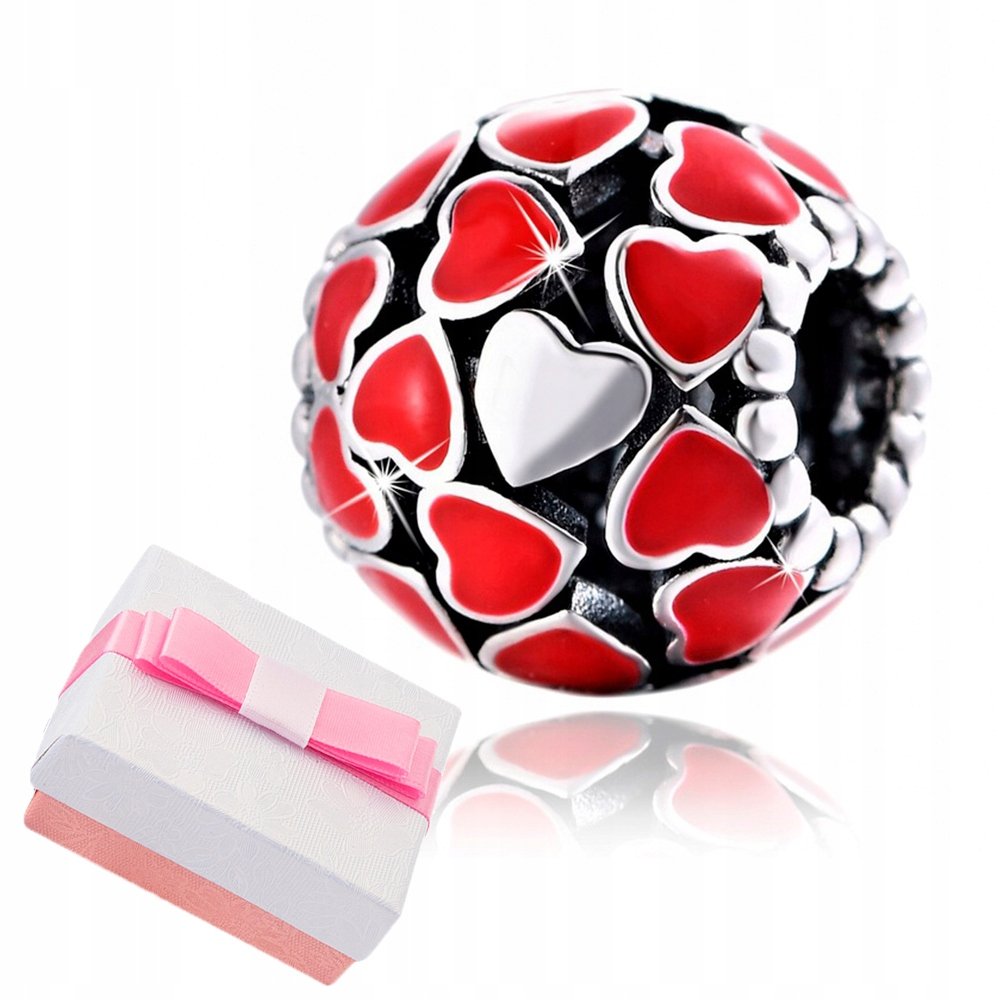 CHARMS ZAWIESZKA SERCE CHARMS SREBRNY BEADS NA WALENTYNKI CHARMS SREBRO