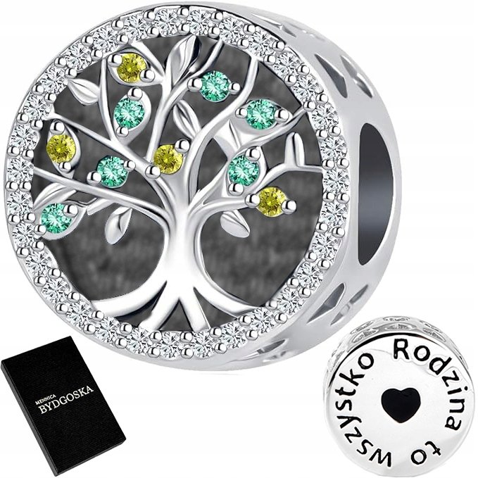 SREBRNY CHARMS ZAWIESZKA DRZEWKO RODZINA DRZEWO SERCE SREBRO 925 BEADS