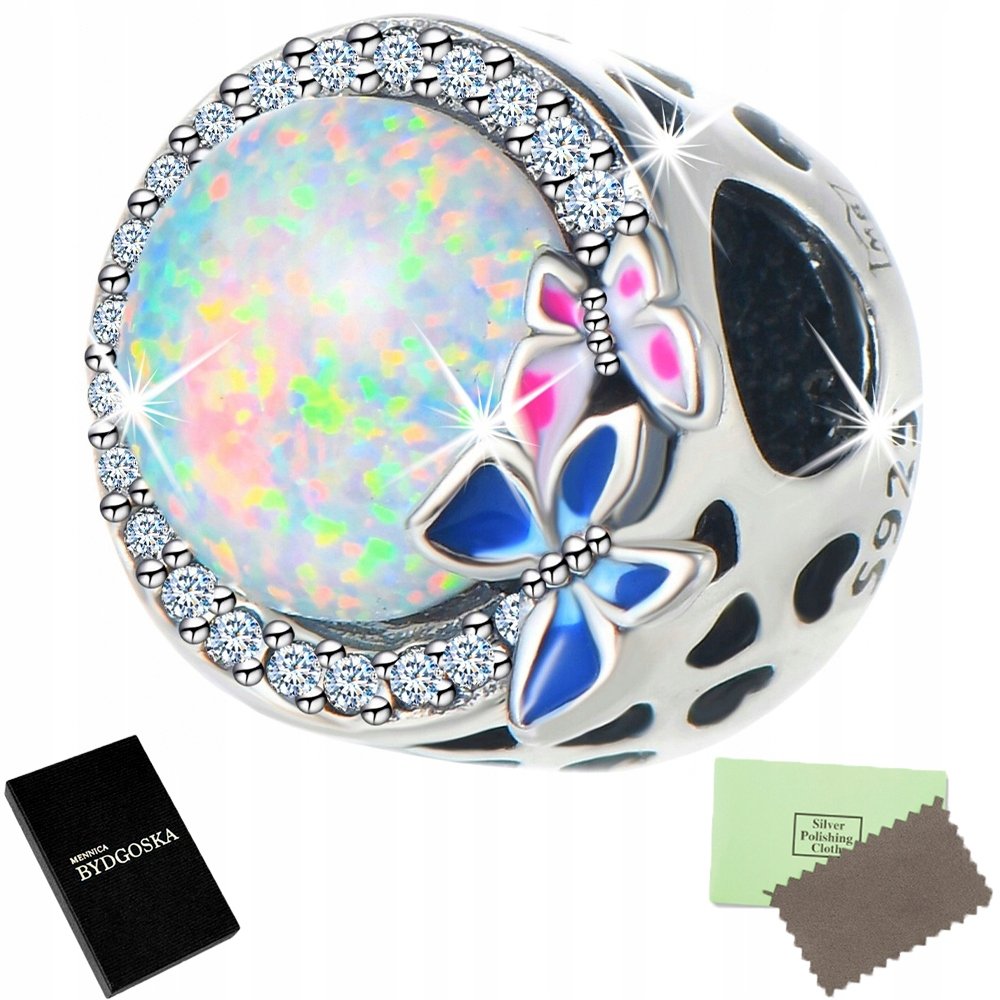 ZAWIESZKA CHARMS SREBRO 925 BEADS SREBRNY MOTYLEK