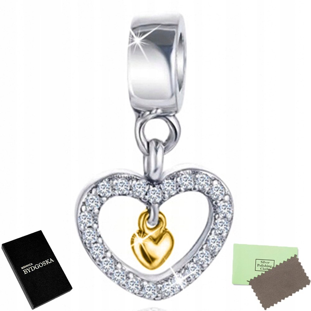CHARMS SREBRNY SERCE KORALIK BEADS ZAWIESZKA