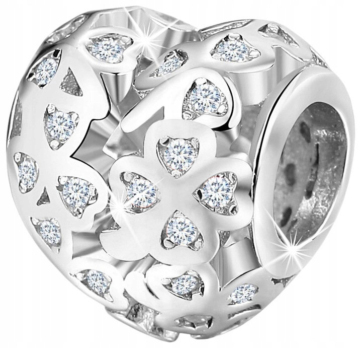 CHARMS SERCE SREBRNY KONICZYNA KORALIK BEADS 925