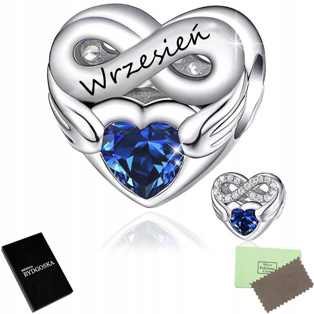 CHARMS SREBRNY MIESIĄC WRZESIEŃ ZAWIESZKA BEADS