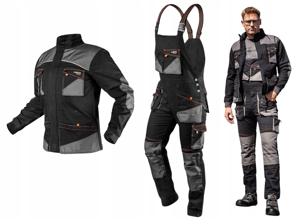 NEO Ogrodniczki Robocze HD Slim + Bluza / Kurtka Robocza roz. L Komplet