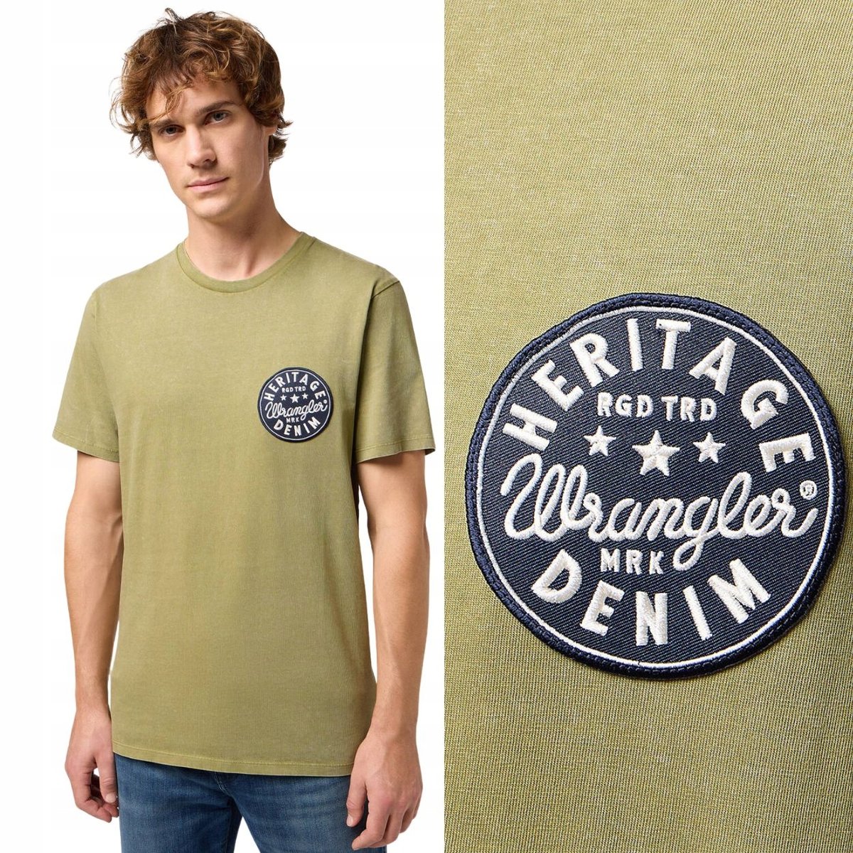 Wrangler GRAPHIC TEE Dusty Olive ZIELONA BAWEŁNIANA KOSZULKA T-SHIRT LOGO S