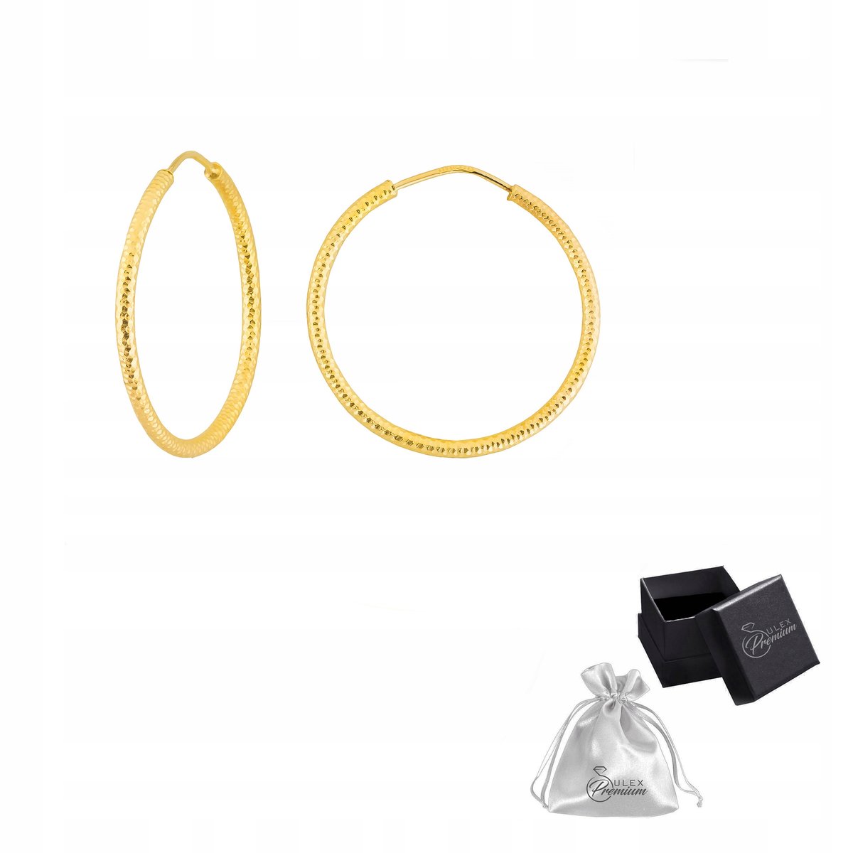 Koła Kolczyki srebrne pr. 925 Złote Kolczyki Koła Diamentowane| ø 2,5 cm