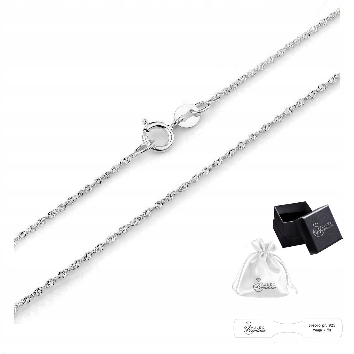 Łańcuszek srebro pr. 925 Naszyjnik Damski Srebrny SINGAPUR 55 cm x 2 mm