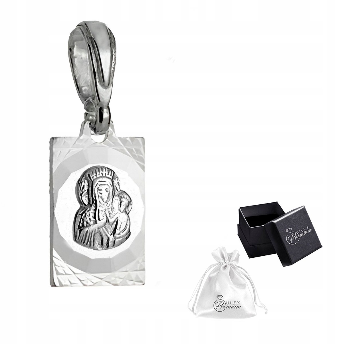 Medalik srebrny pr 925 Matka Boska Częstochowska Zawieszka Wisiorek Grawer