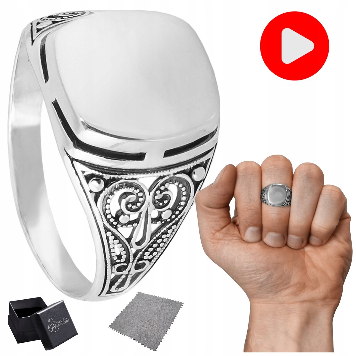 Sygnet męski srebrny pr. 925 Ażurowy Pierścień Polerowany + GRAWER| r. 31