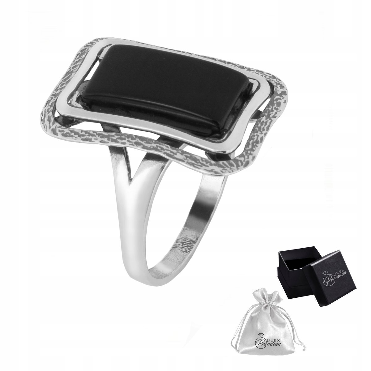 Elegancki Klasyczny Pierścionek z Onyksem srebro pr. 925 na Prezent r. 21