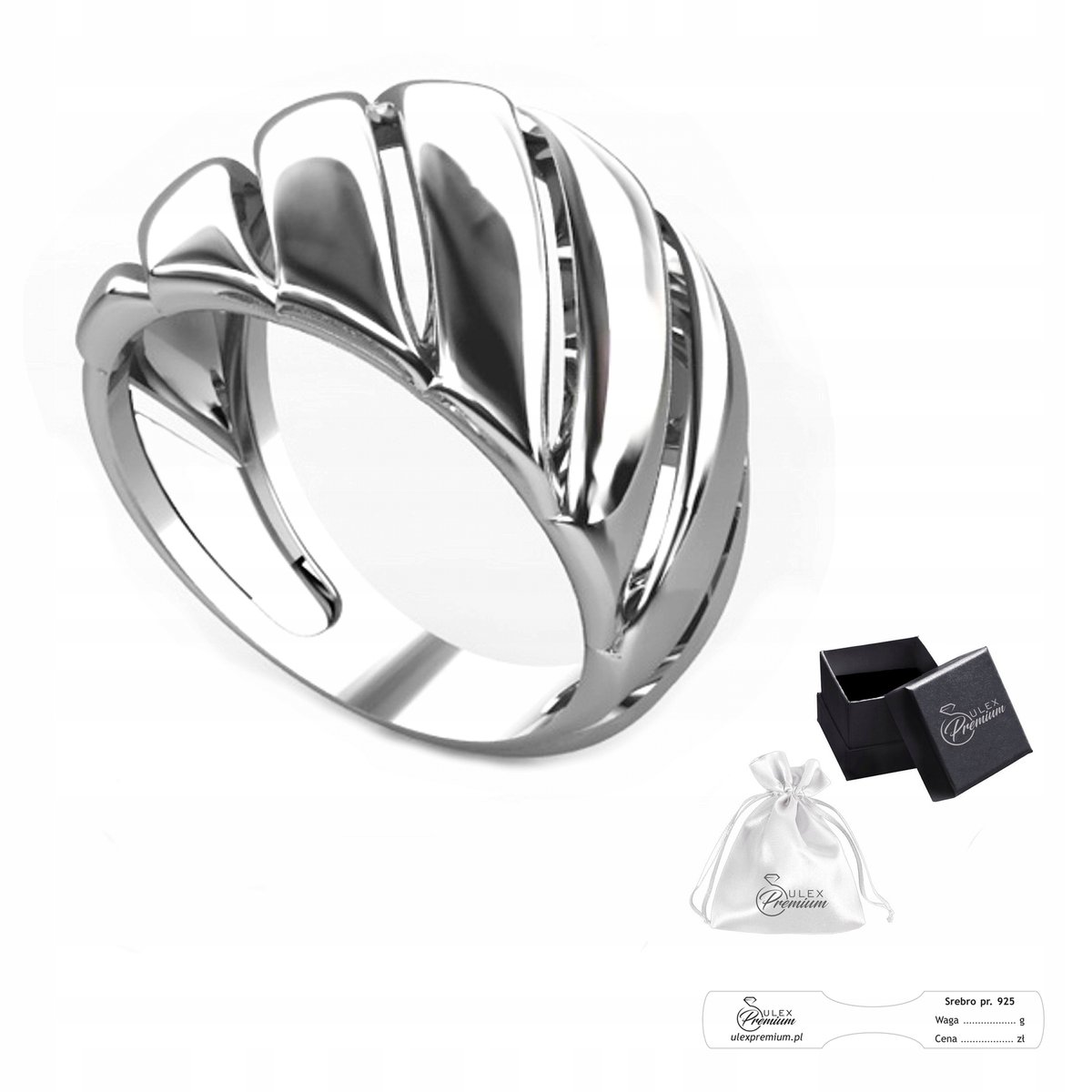 Pierścionek srebrny pr. 925 Elegancki Pierścień Polerowany dla Niej r. 15