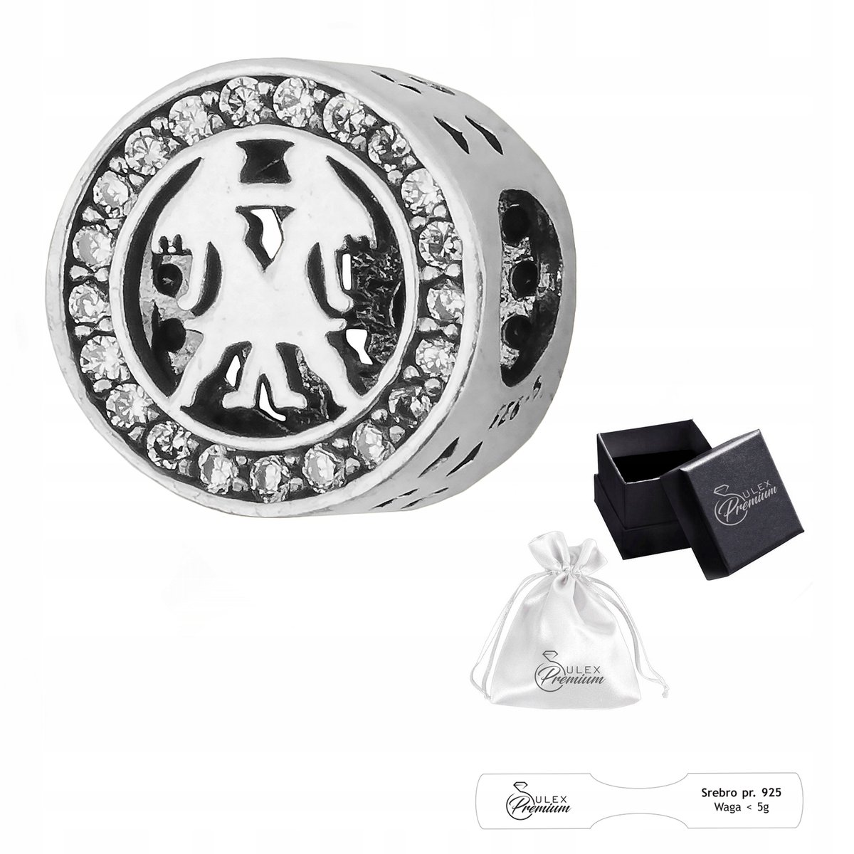 Charms srebro pr 925 Element do Bransolet Modułowych Znak Zodiaku Bliźnięta