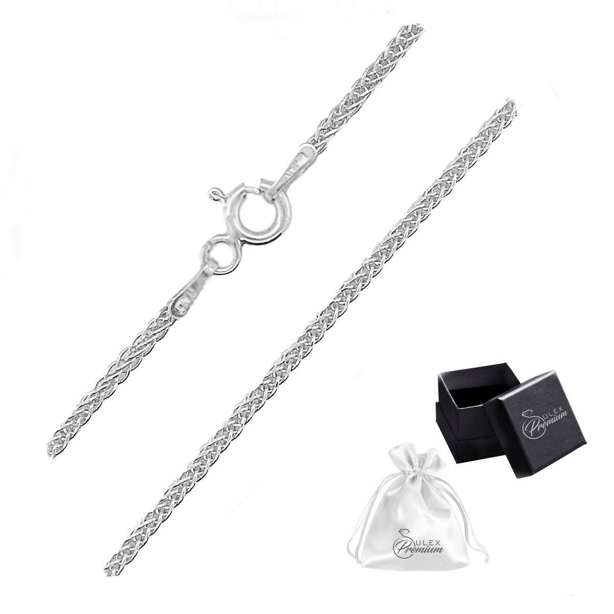 Łańcuszek Srebro pr. 925 Elegancki Damski Rodowany Spiga 50 cm x 1,2 mm