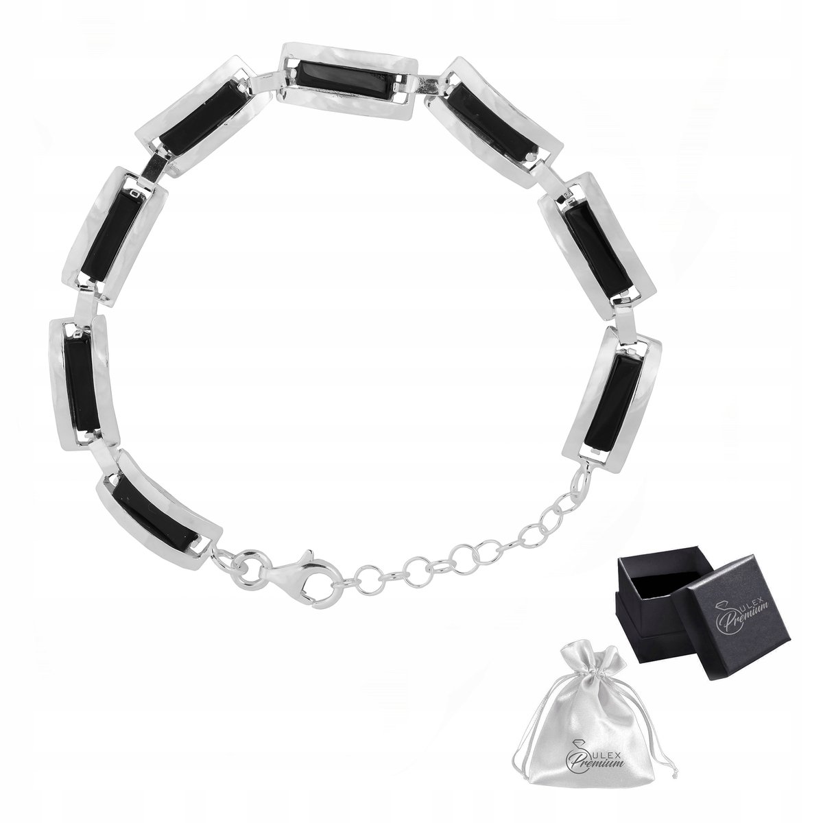 Klasyczna Bransoletka srebro 925 Elegancka z Onyksem na Prezent