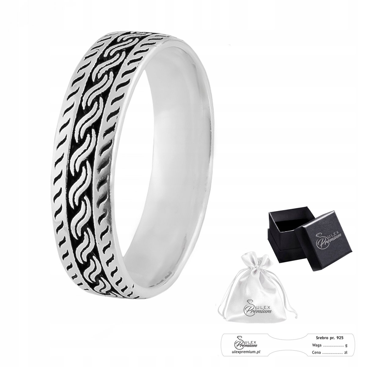 Obrączka Srebro pr. 925 Elegancka z Dekoracyjnym Wzorem dla Niej r. 17