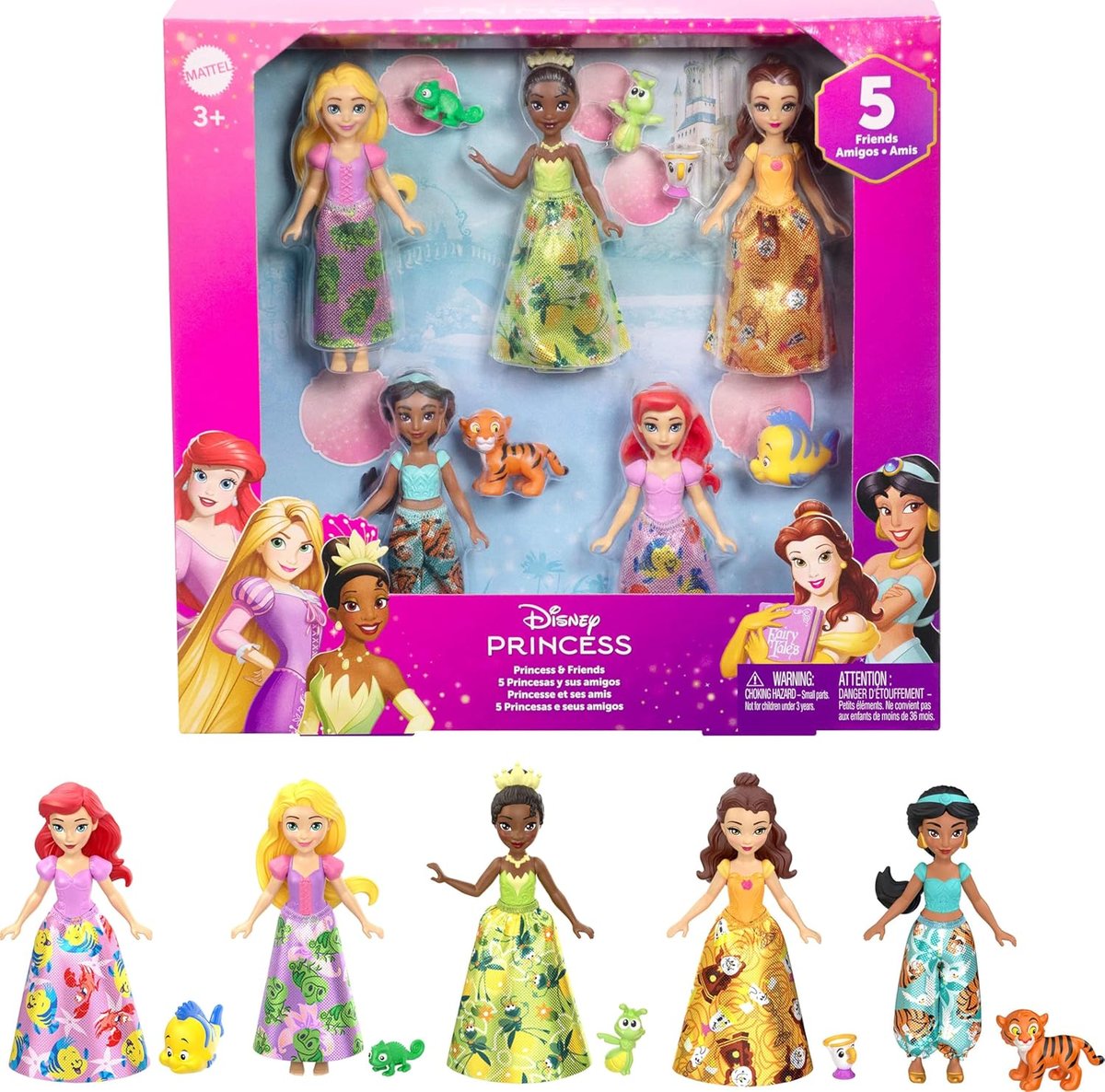 Zestaw 5 figurek księżniczek DISNEYA KSIĘŻNICZKI DISNEY ARIELKA ROSZPUNKA