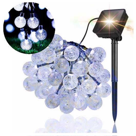 Girlanda Ogrodowa Solarna Świetlna Wodoszczelna Odporna Kulki Zimne