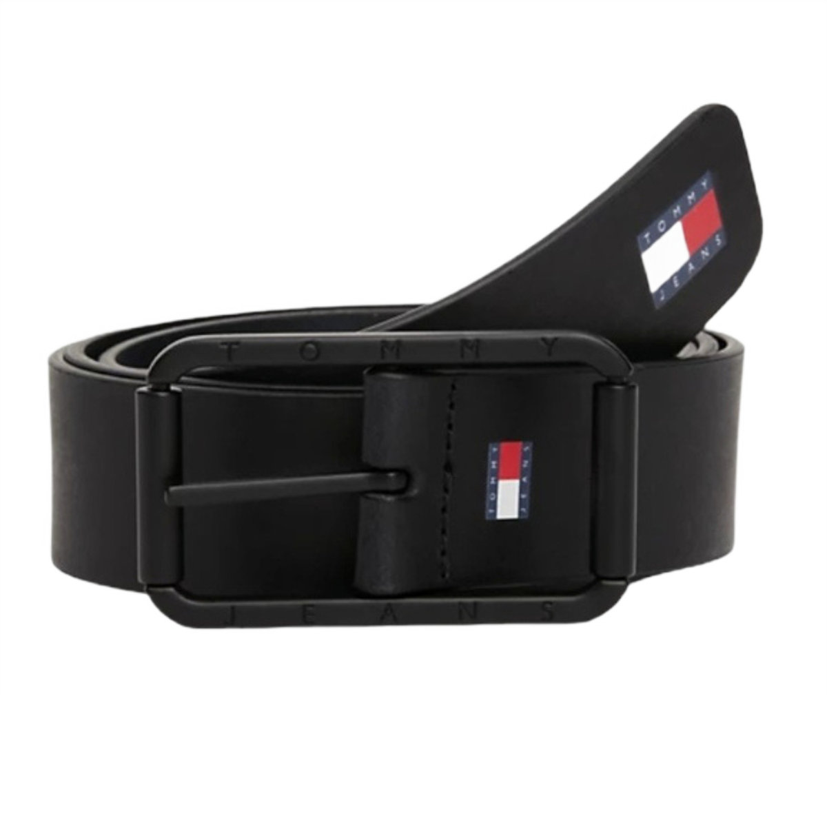 Pasek męski Tommy Jeans Rev Travel Buckle czarny do spodni skórzany 90