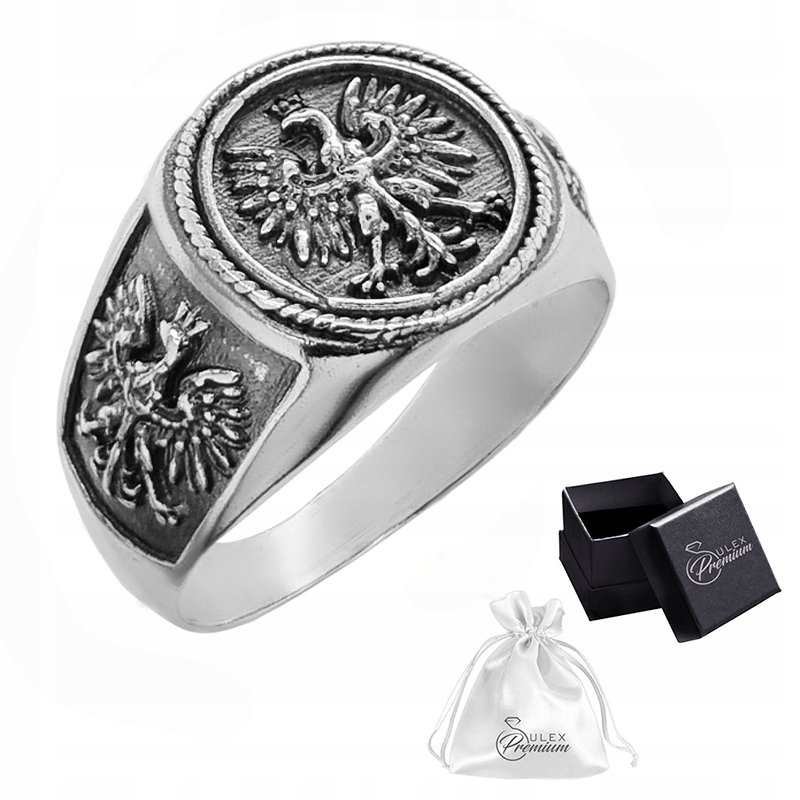 Sygnet Patriotyczny srebro pr. 925 Pierścień Polskie Orły Prezent r. 20