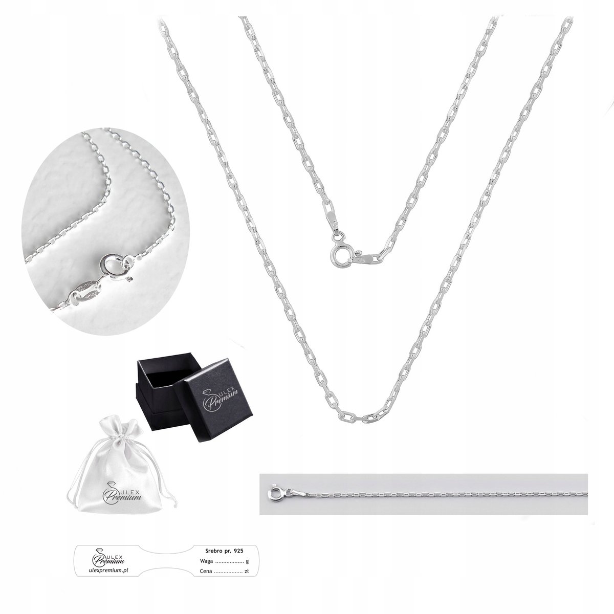 Łańcuszek ANKIER srebro pr. 925 do Zawieszek Krzyżyków 40 cm x 1,5 mm