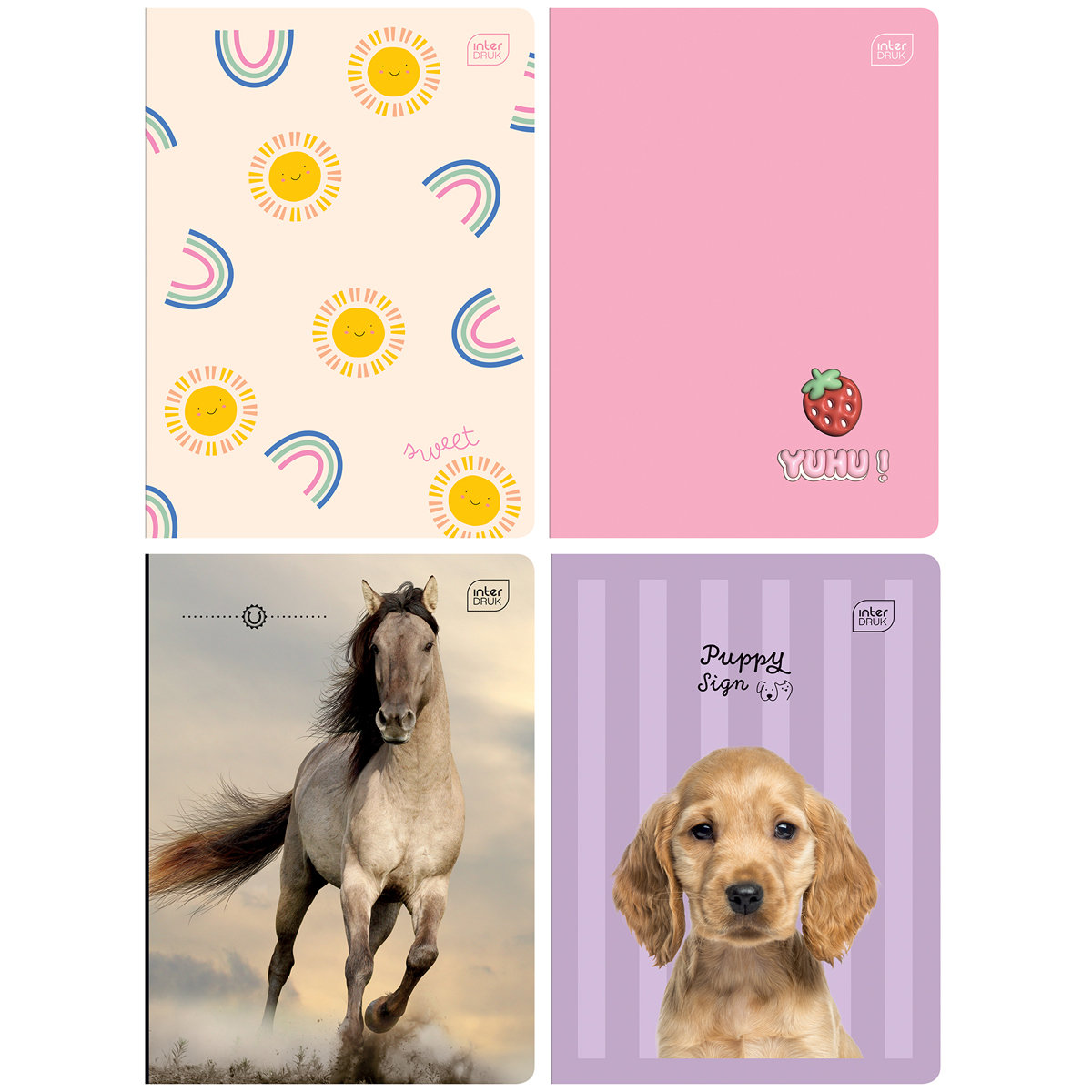 4X Zeszyt A5 Dla Dziewczynki, 32 Kartki, Kratka Z Marginesem, Interdruk