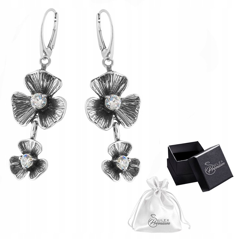 Srebrne Kolczyki próba 925 Srebro Kwiatowy Blask Srebro z Cyrkoniami