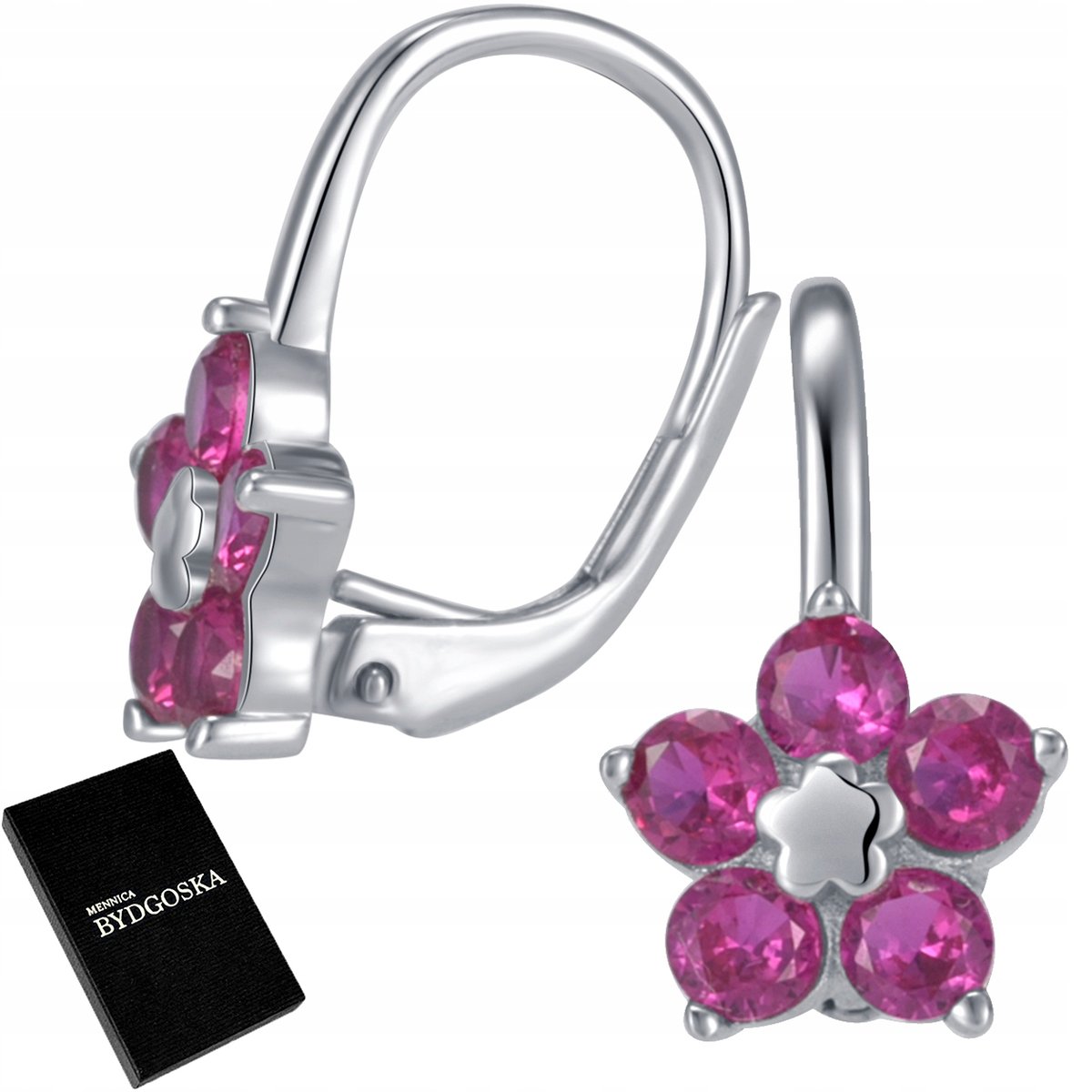 KOLCZYKI SREBRNE DLA DZIEWCZYNKI KOLCZYKI SZTYFTY WKRĘTKI KWIATKI RODOWANE