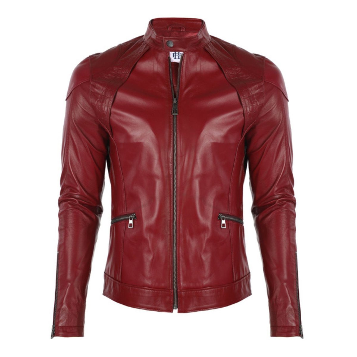 Kurtka męska skórzana Felix Hardy biker bordowa -XL