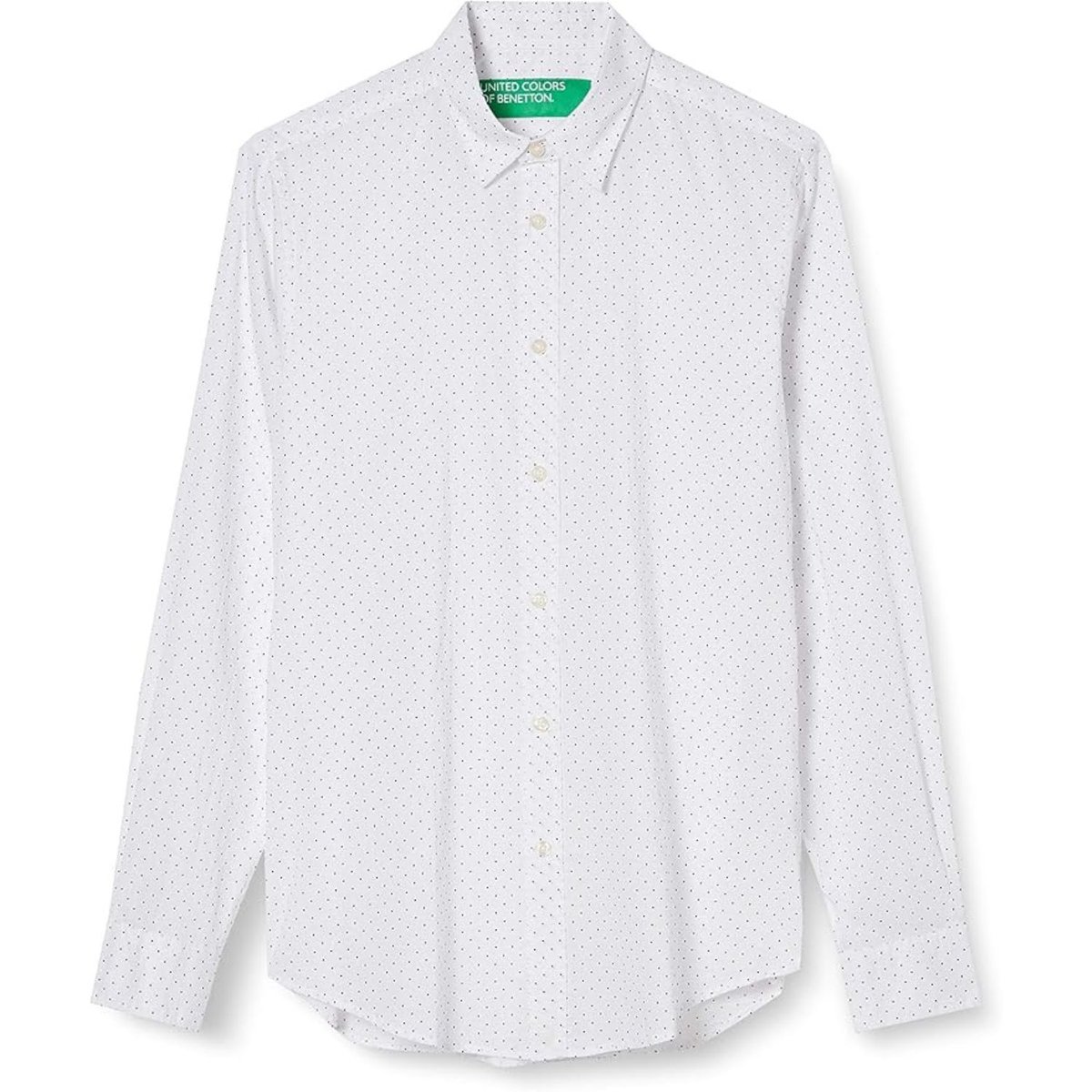 Koszula męska United Colors of Benetton Basic biała w kropki-S