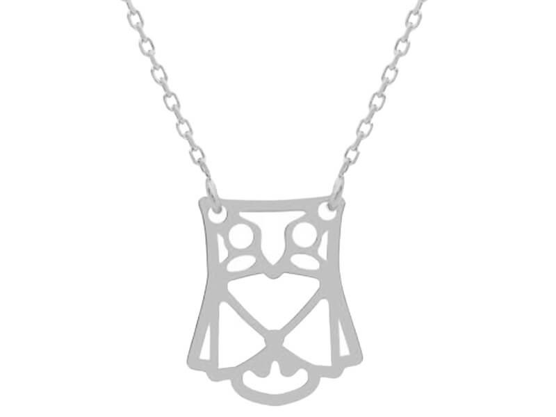 Naszyjnik srebrny 925 delikatna celebrytka z ażurową sową bez kamieni