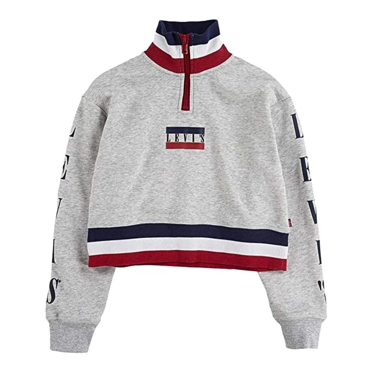 Bluza dziecieca Levi's bawełniana szara ze stójką logo-140