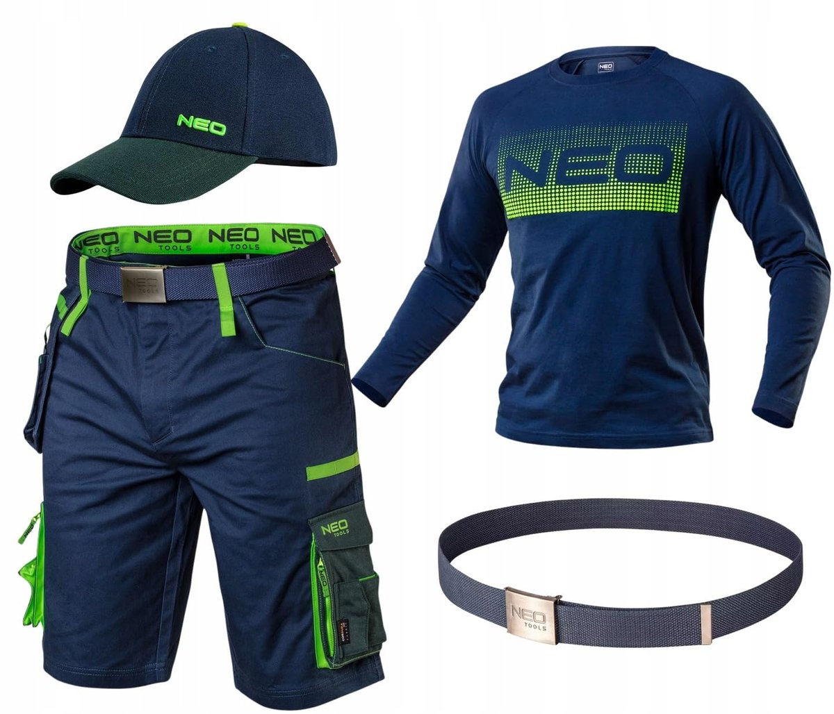 Komplet Odzieży Roboczej BHP, roz L NEO Krótkie Spodenki + czapka + T-Shirt