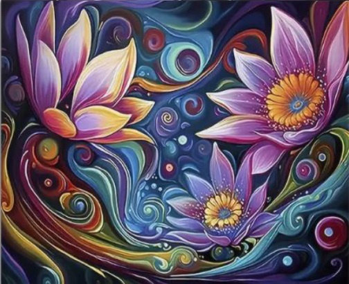 Diamentowa Mozaika Kwiaty Abstrakcja 30x40