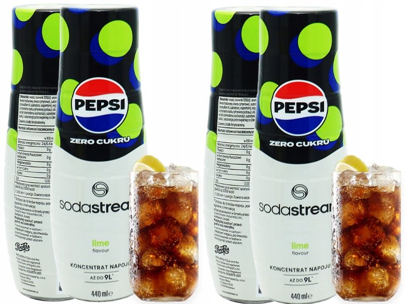 2x SYROP KONCENTRAT SODASTREAM PEPSI MAX LIME LIMONKA 9L NAPOJU Z 440ML