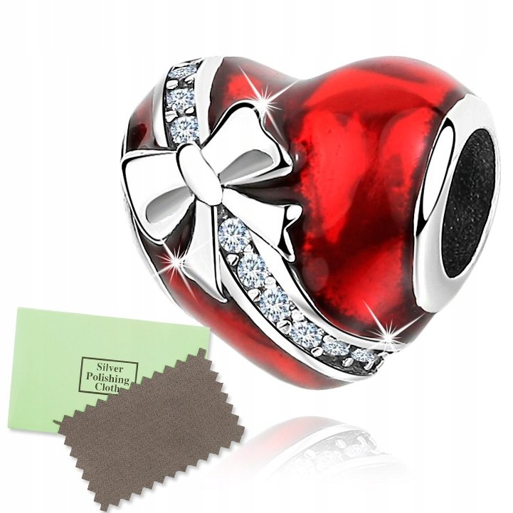 CHARMS SREBRNY SERCE SREBRO 925 KORALIK BEADS CHARMS SREBRO PRÓBA 925