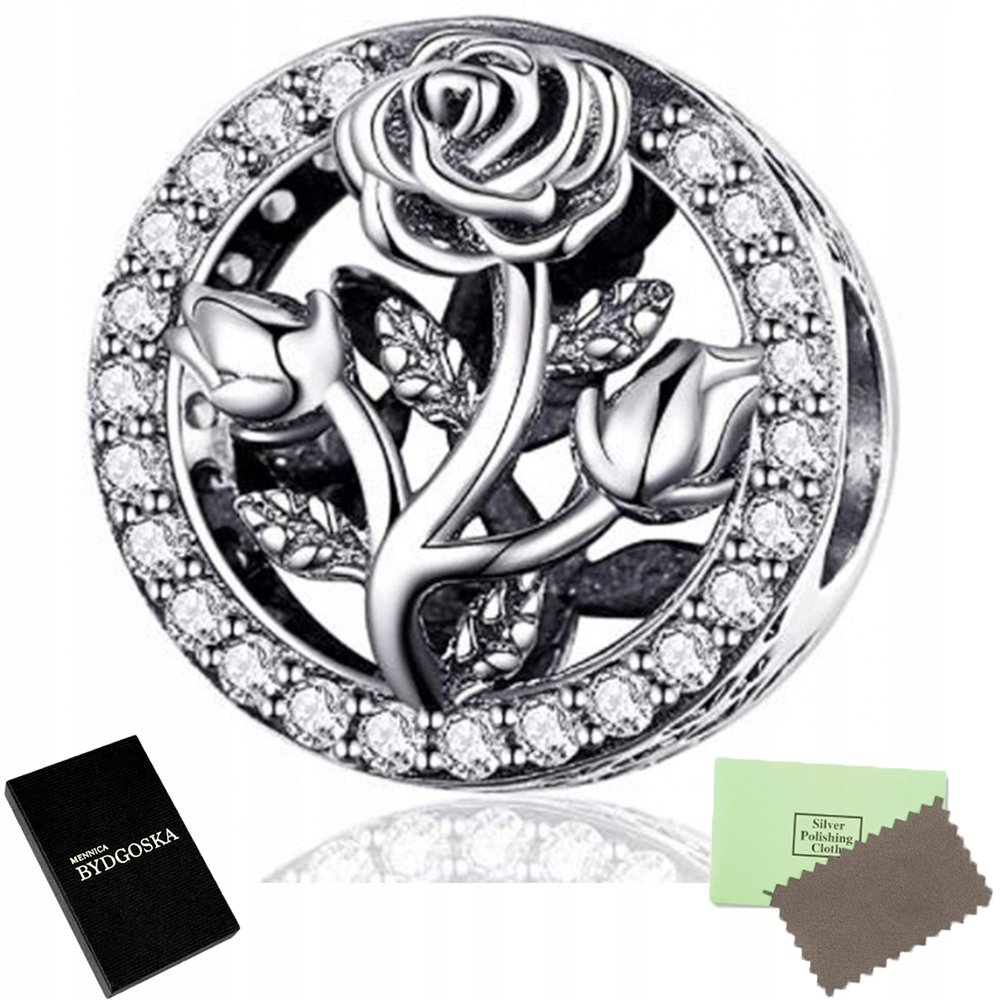 CHARMS SREBRO 925 BEADS ZAWIESZKA SREBRNA RÓŻA