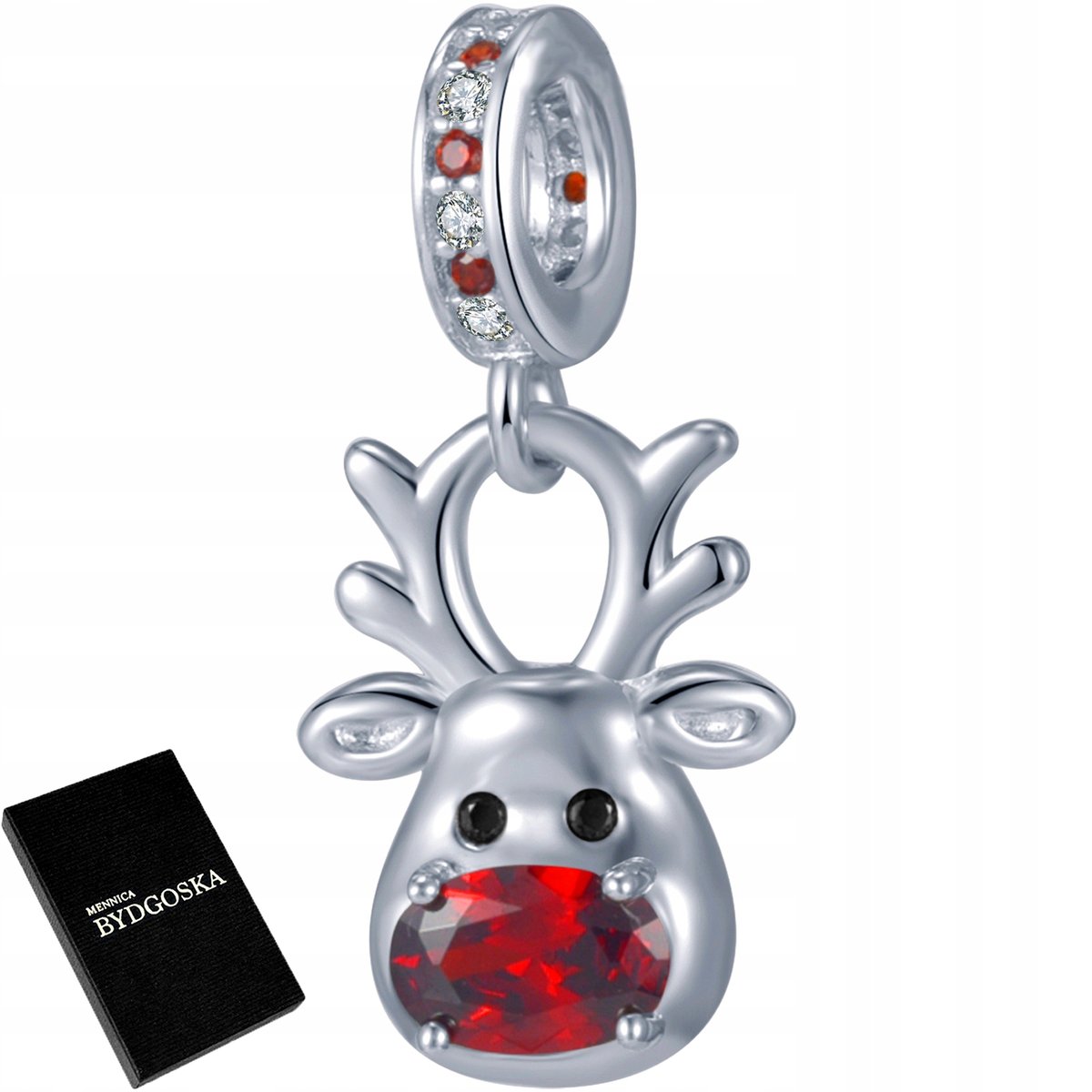 SREBRNY CHARMS ZAWIESZKA RENIFER RUDOLF NA ŚWIĘTA PREZENT SREBRO 925