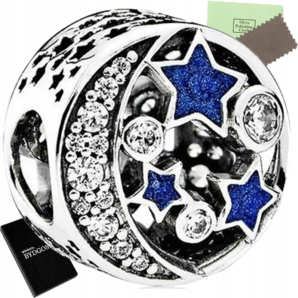 ZAWIESZKA SREBRNA 925 CHARMS GWIAZDKA KSIĘŻYC