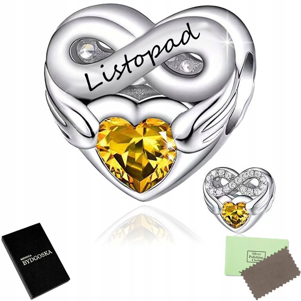 CHARMS SREBRNY MIESIĄC LISTOPAD ZAWIESZKA BEADS