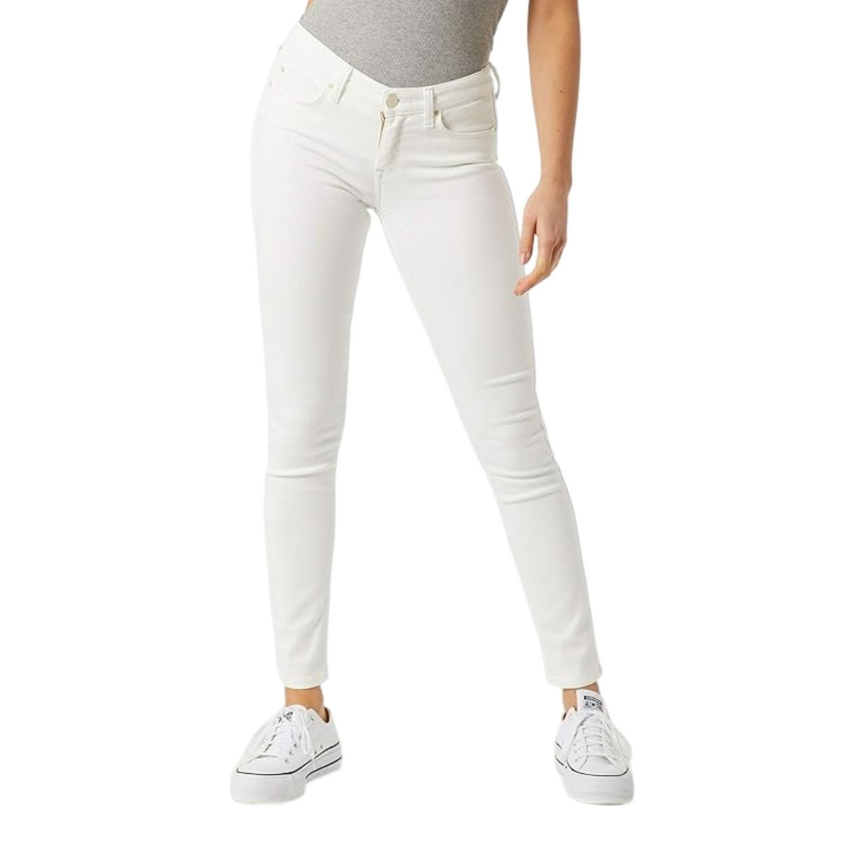 Spodnie damskie Lee Scarlett Low Body Optix białe skinny dopasowane-W26