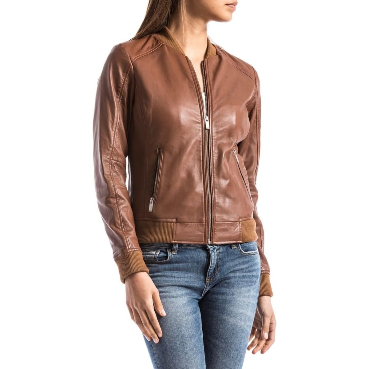 Kurtka damska skórzana Blue Wellford Benoue brązowa-S